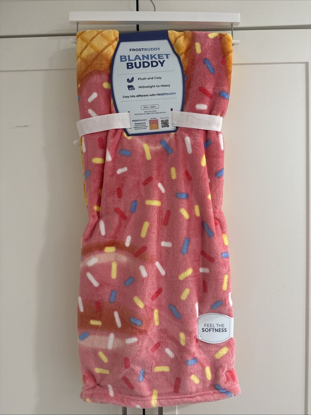 FrostBuddy Blanket Buddy ICE CREAM DRIP Sprinkles 50x60” Kids Pink Aqua Blue NEW